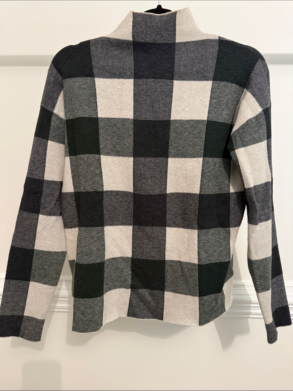 Tahari Black and Cream Check Turtleneck Sweater